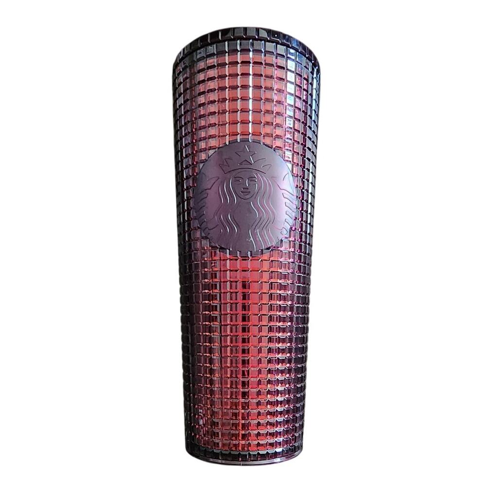 Starbucks 24 oz Starbucks Berry Plum Ruby Holiday Grid Tumbler